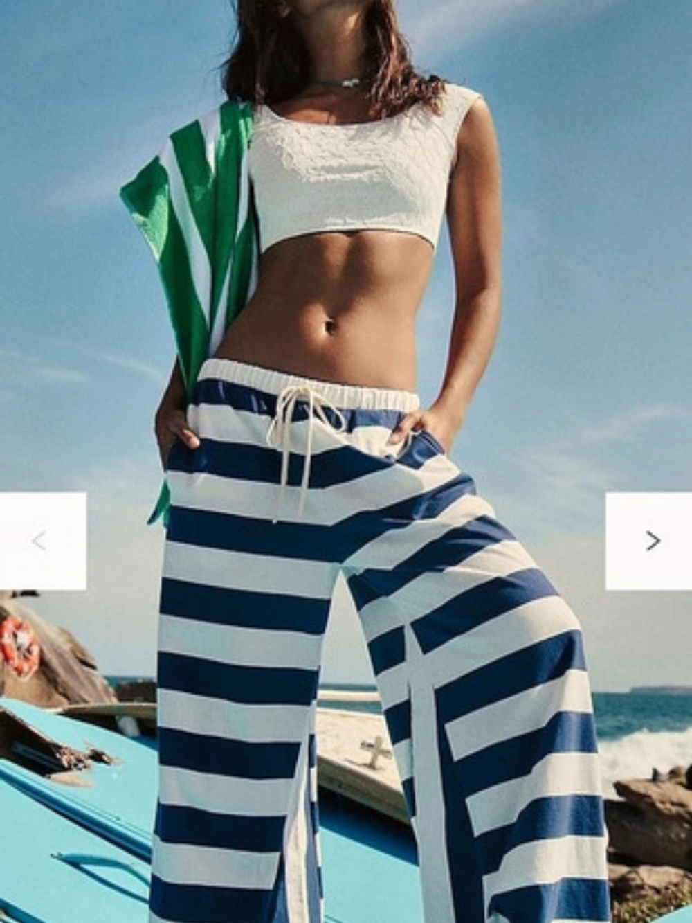Free People Playa Party Stripe Pants Blue & White